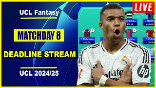 UCL Fantasy Matchday 8: Deadline Stream | Live Q\u0026A | Champions League Fantasy Tips 2024/25