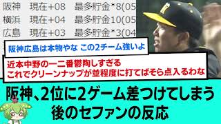 阪神、2位に2ゲーム差つけてしまうwww後のセファンの反応【阪神タイガース/プロ野球/なんJ反応まとめ・ 2chスレ・5chスレまとめ/VOICEVOX/2023年5月16日】