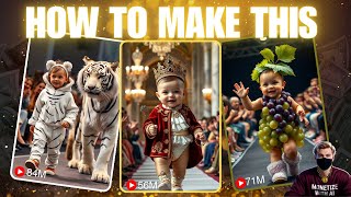 CREATE Your Own Faceless Channel With Viral Ai Baby Fashion Runway show Video and Earn