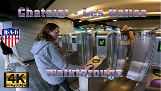 Chatalet - Les Halles 4K walkthrough to Line 14 (April 2023)