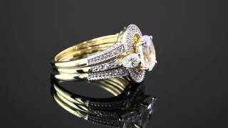 1.75 TCW Oval-Cut Cubic Zirconia 3-Piece Halo Bridal Set In 10k Gold