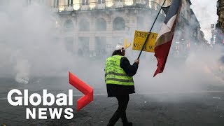 'Yellow vest' protesters clash with police in France during 10th week of protests