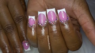 WATCH ME WORK: Pink \u0026 white short French tips 😍💅🏾