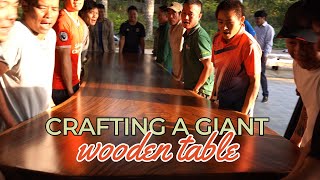 20 STRONG PEOPLE Lift Giant Wooden Tables | Table Production Process From 300 Year Old Trembesi Tree