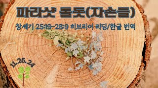 파라샷 톨돗(자손들) 창세기 25:19-28:9 히브리어 리딩/한글 번역 JPS 2006#내면의토라 #카발라 #유대교