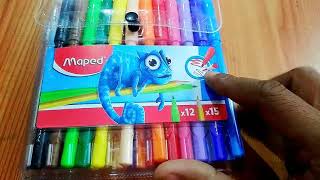 Unboxing Maped's colour pens and colour pencils