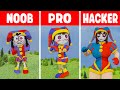 AMAZING DIGITAL CIRCUS POMNI STATUE HOUSE BUILD CHALLENGE - NOOB vs PRO vs HACKER in Minecraft