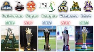 Pakistan Super League Winners List from 2016 - 2020 || PSL Winners List 🏏