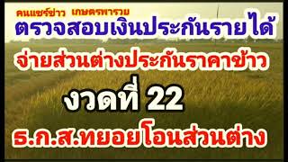 ตรวจสอบ เงินประกันรายได้จ่ายส่วนต่างประกันราคาข้าวงวดที่ 22 ยังไม่ได้ธ.ก.ส.ทยอยโอนส่วนต่างเข้าบัญชี