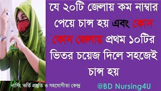 যেসব জেলায় কম নাম্বার পেয়ে সরকারি নার্সিং এ চান্স হয় কোন কোন নার্সিং/ কলেজে সহজে চান্স হয় Nursing BD