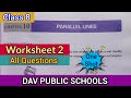 DAV class 8 maths chapter 10 Parallel Lines worksheet 2 - all questions solved