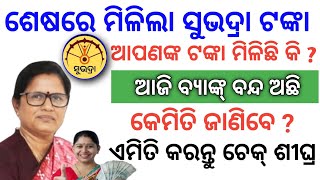 ଖାତାକୁ ଆସିଲା ସୁଭଦ୍ରା ଟଙ୍କା🔴ଜଲଦି ଚେକ୍ କରନ୍ତୁ✅Subhadra Yojana money received/Subhadra money credited