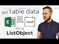 How to get data from Excel table using ListObject?