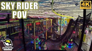 Sky Rider POV (4K 60FPS), Urban Air Adventure Park (Waterbury, CT) Zipline Coaster | Non-Copyright