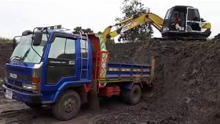 รีวิว ดั้มสวยจัด ทีม ต้นไทยเจริญ mega rocky and sk120-1 สีม่วงขาย ครับ dump truck EP.3535