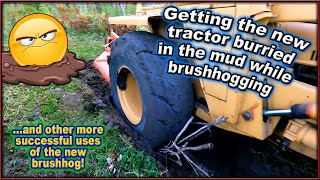 🚜😡 Outfitting my International Harvester tractor with a BRUSH HOG, and I get it stuck in deep mud!😡🚜