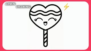 كيفية رسم مصاصة كيوت خطوة بخطوة|How to draw a cute lollipop step by step