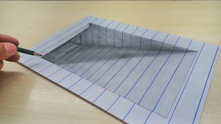 How to Draw a 3D Tunnel Drawing on Line Paper _ step-by-step for beginners