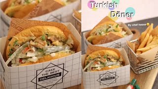 دونر ساندوتش تركي ~ Turkish Döner Kebab🍔 الطعم خورافي مايمزح 🔥✨ الشيف حصة