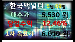 한국맥널티 차트분석  5월 9일 상승초입 포착