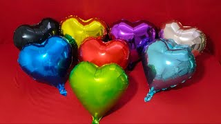 SATISFYING UNBOXING COLOURFULL HEART SHAPE MYLAR BALLOON AND BLOWING । SATISFYING VIDEO