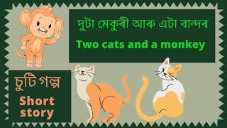 Short story/Two cats and a monkey/ চুটি গল্প/ দুটা মেকুৰী আৰু বান্দৰ