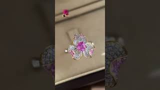 Exquisite Floral Design Ring with Unheated Pink Sapphire 💍🌸