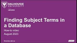 Finding subject terms in a database