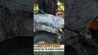 Ambulância capota no Contorno Leste e cinco pessoas são ejetadas; idoso de 79 anos morreu