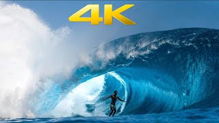 🔴 (ASMR) 4k Waves of the World/Surfing🌊Teahupoo - Relaxing Music🌊
