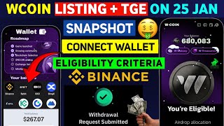 Wcoin Token Airdrop Price \u0026 Claim | You're Eligible For W-Coin | Listing + Tge Airdrop Criteria !