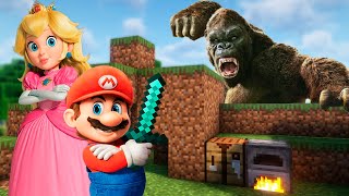 Mario and Peach vs King Kong TITAN in Minecraft