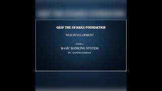 Web Development Task#1(TSF) BASIC BANKING SYSTEM