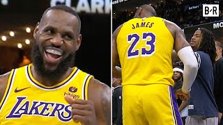 LeBron Celebrates in Front of Ja Morant After Reverse Windmill Dagger 😅
