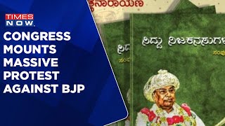 High Drama As Congress Workers Protest Against BJP’s Book On Siddaramaiah | Tipu Sultan