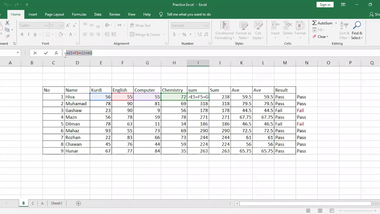 Learning Spreadsheet Practice Lab By Microsoft Excel 2019 Part 1 Youtube