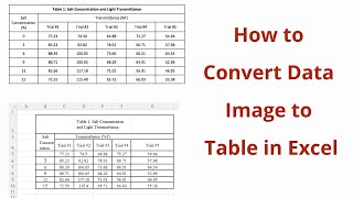How to Convert Data Image to Excel Format