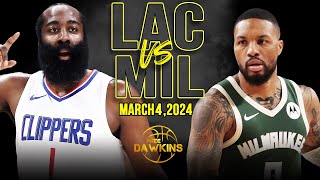 Los Angeles Clippers vs Milwaukee Bucks  Game Highlights | March 4, 2024 | FreeD