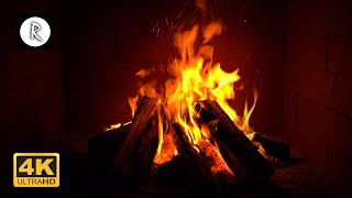 🔥 Crackling Fire w/ Rain on Roof, Thunder, Howling Wind & River Sounds - 10 Hours - 4K
