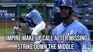 Ump Misses Strike Down the Middle then gives Make up Call, a breakdown