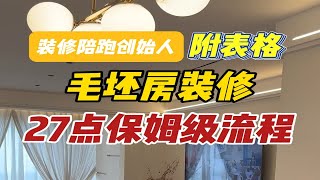 毛坯房装修27步保姆级流程，附上材料购买时间节点详细表格，今年要装修的话赶紧收藏起来！