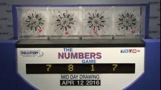 Midday Numbers Game Drawing: Tuesday, April 12, 2016