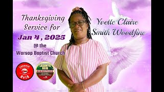 Yvette Claire Smith Woodfine Thanksgiving Service at the Warsop Baptist Church