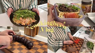 Vlog) 외식&배달No! 집밥Yes! 집밥이 제일 좋아❤️| 전주 피순대, 사과브리치즈샌드위치&불고기치즈샌드위치, 새우오일파스타, 그릭요거트