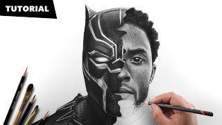 Drawing Black Panther X Chadwick Boseman | Tutorial for BEGINNERS
