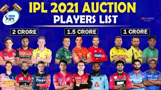 IPL 2021 AUCTION PLAYERS LIST || BCCI announced Full list of 292 Players for Auction