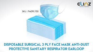 50pcs Disposable Surgical 3 Ply Face Mask Anti-Dust Protective Sanitary Respirator Earloop |  Elinz