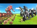 Skull Godzilla Of Evolution VS Red Team - Animal Revolt Battle Simulator