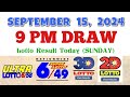 Lotto Result Today 9pm draw September 15, 2024 6/58 6/49 Swertres Ez2 PCSO