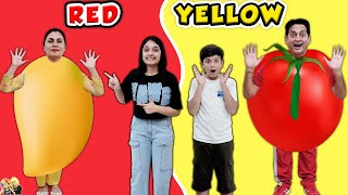 RED YELLOW for 24 Hours | Mom vs Dad | Family Comedy Eating Challenge | Aayu and Pihu Show